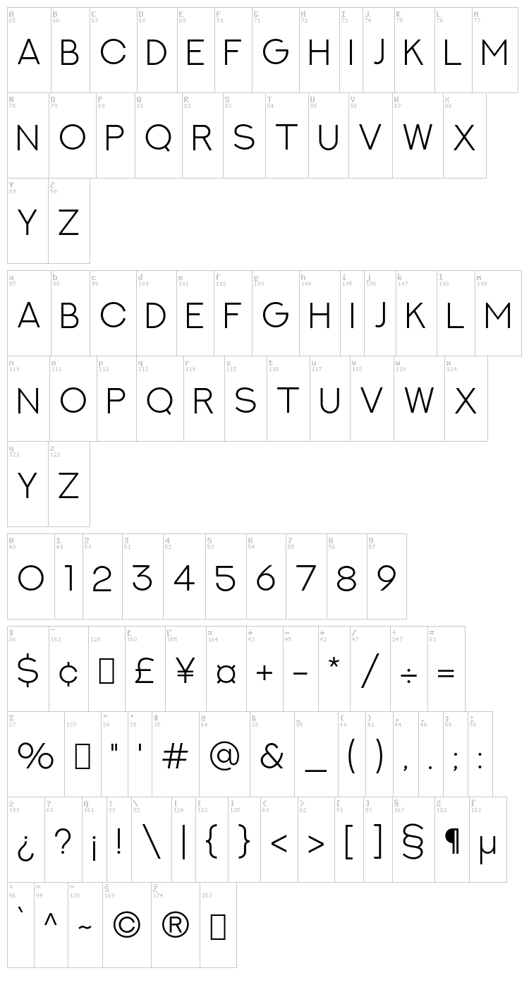 Next Art font map